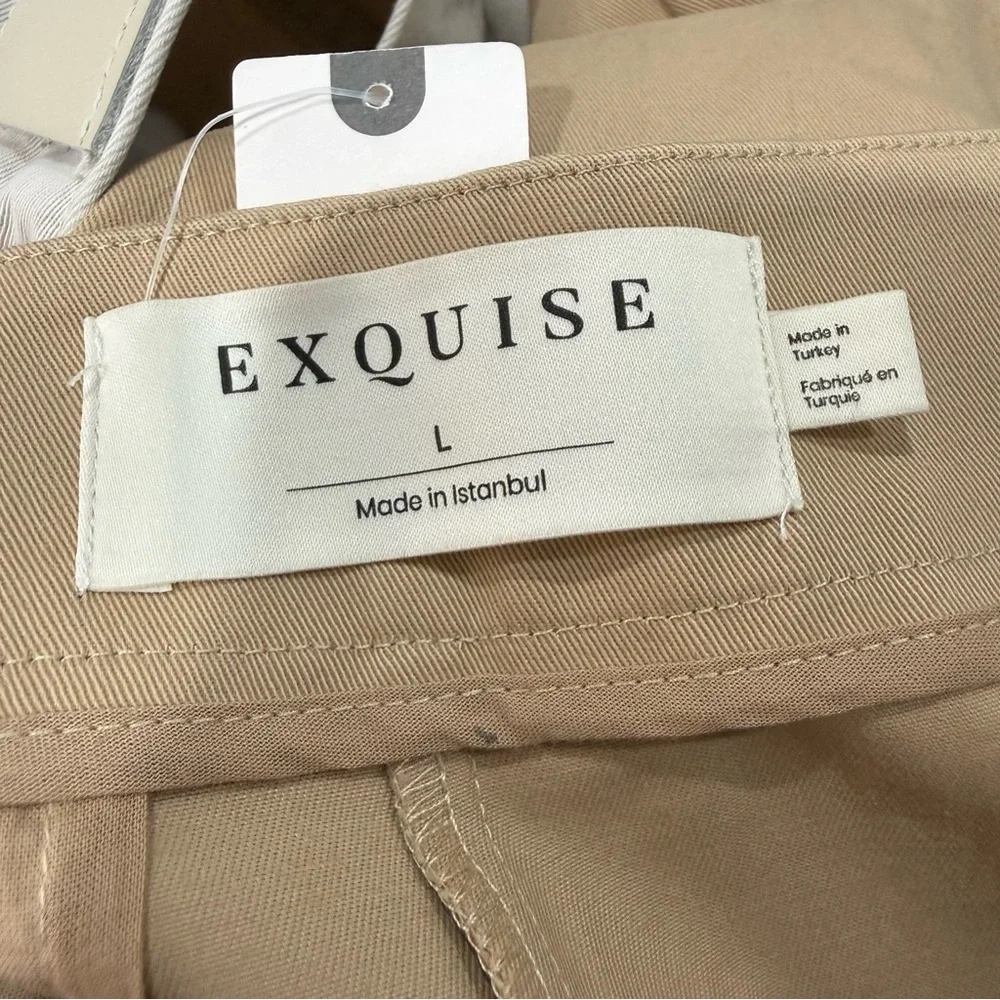 NWT Anthropologie Exquise Pants Chino Rolled-Hem in Cedar Tan